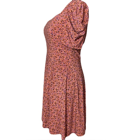 City Vibe Peach Floral Print Sweetheart Top Dress Women’s Medium - Picture 2 of 8